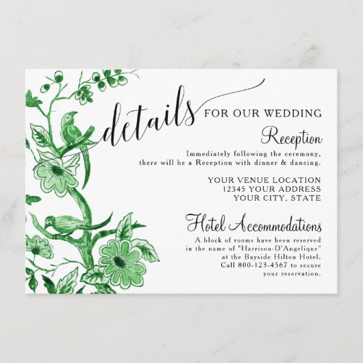 アジア影響中国の緑結婚の詳細 エンクロージャーカード (正面)