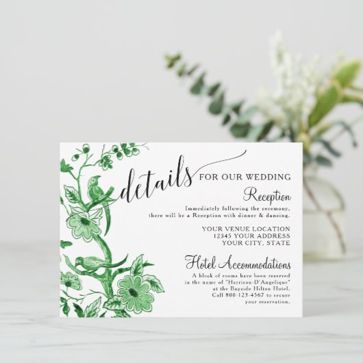 アジア影響中国の緑結婚の詳細 エンクロージャーカード (スタンド正面)