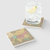 アジア手の着色された地図書の地図2 ストーンコースター (横)