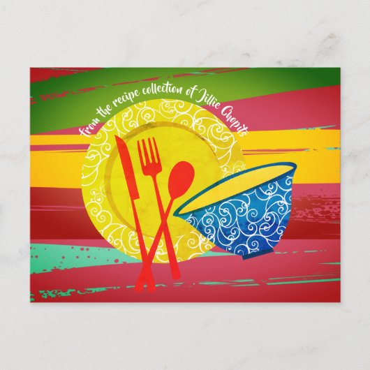 アジア料理料理キーパー料理本レシピカード ポストカード (正面)