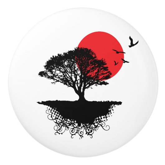 アジア日の出の陶磁器のノブ セラミックノブ (正面)