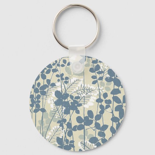 アジア日本のブルーフラワーフローラアート キーホルダー (正面)