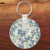 アジア日本のブルーフラワーフローラアート キーホルダー (正面)