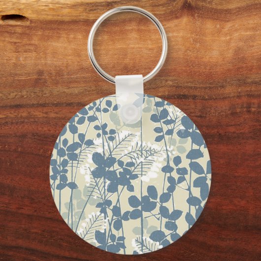 アジア日本のブルーフラワーフローラアート キーホルダー (正面)