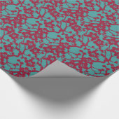 アジア日本のレッド&ターコイズさくらんぼブロッサム ラッピングペーパー (角)