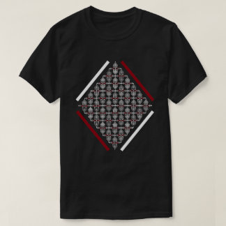 アジア模様の赤と白のインスパイア四角形 Tシャツ