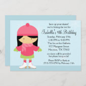 アジア氷スケートで滑る誕生会 招待状 (正面/裏面)