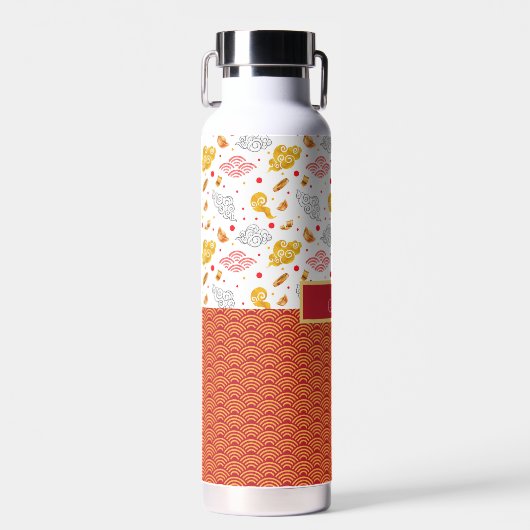 アジア海波、雲の抽象芸術 ウォーターボトル (正面)