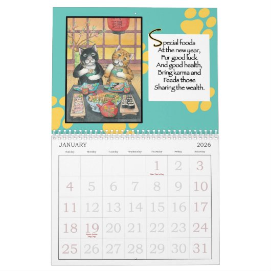 アジア猫ちゃんカレンダー カレンダー (1月 2026)
