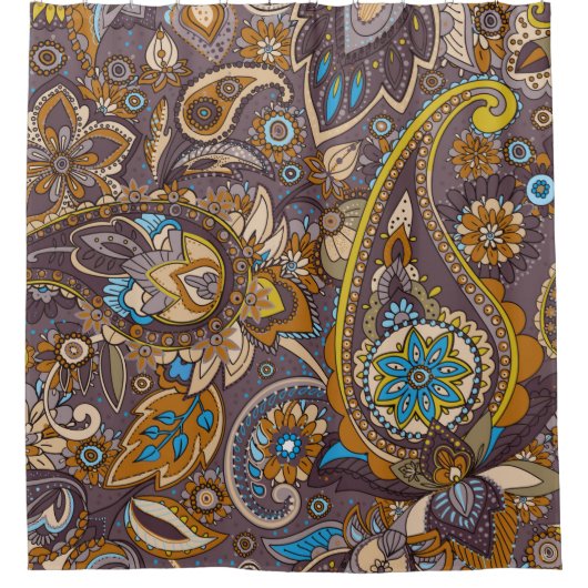 アジア的要素に基づくシームレス伝統的なパターン シャワーカーテン (正面)