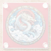 アジア神話のドラゴンin赤と青 ガラスコースター (裏面)