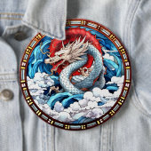 アジア神話のドラゴンin赤と青 缶バッジ (インサイチュ)