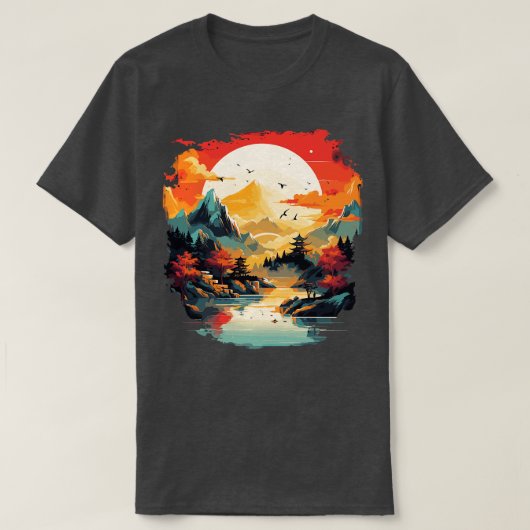アジア絵画の風景 Tシャツ (デザイン正面)