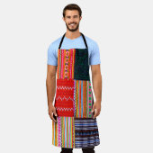 アジア色のパッチワ数々のークキルトスタイル エプロン (着用した状態)