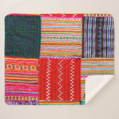 アジア色のパッチワ数々のークキルトスタイル シェルパブランケット (正面(横))