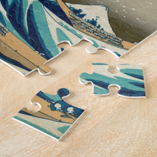 アジア芸術-神奈川を離れた素晴らしい波 ジグソーパズル (側面)