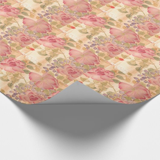 アジア藤のバラの花柄の花 ラッピングペーパー (角)