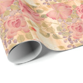 アジア藤のバラの花柄の花 ラッピングペーパー (ロールコーナー)