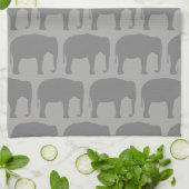 アジア象のシルエット模様 キッチンタオル (折り畳み)