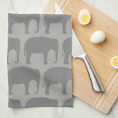 アジア象のシルエット模様 キッチンタオル (四つ折り)