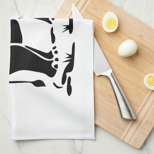 アジア象の前方タイ象トレッキングの標識 キッチンタオル (四つ折り)