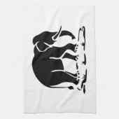 アジア象の前方タイ象トレッキングの標識 キッチンタオル (縦)