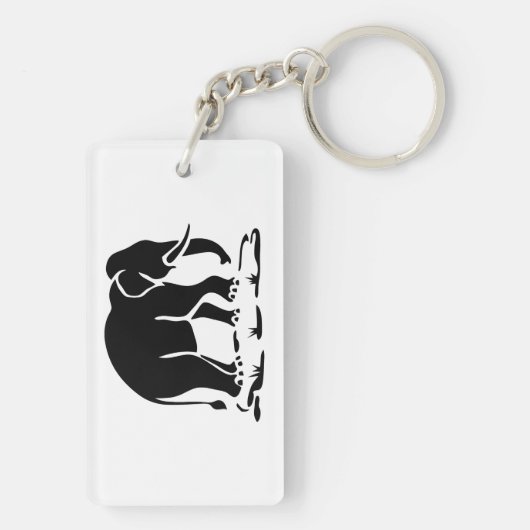 アジア象の前方タイ象トレッキングの標識 キーホルダー (裏面)