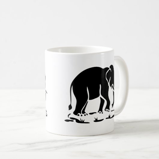 アジア象の前方タイ象トレッキングの標識 コーヒーマグカップ (正面右)