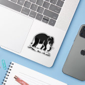 アジア象の前方タイ象トレッキングの標識 シール (ノートパソコンとiPhone)