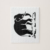 アジア象の前方タイ象トレッキングの標識 ジグソーパズル (縦)