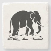 アジア象の前方タイ象トレッキングの標識 ストーンコースター (正面)