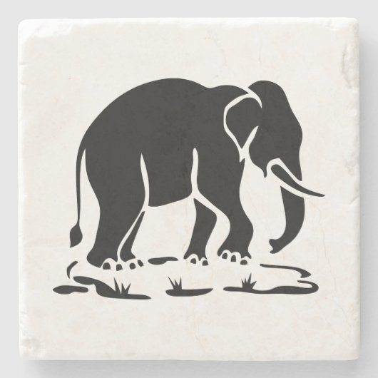 アジア象の前方タイ象トレッキングの標識 ストーンコースター (正面)