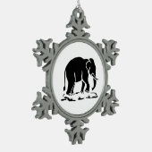 アジア象の前方タイ象トレッキングの標識 スノーフレークピューターオーナメント (左)