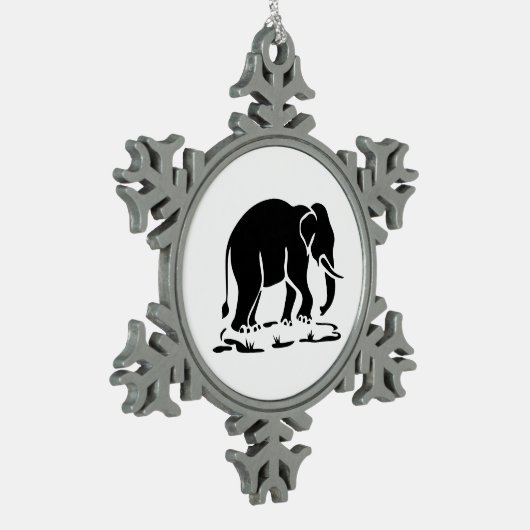 アジア象の前方タイ象トレッキングの標識 スノーフレークピューターオーナメント (左)