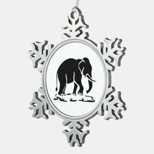 アジア象の前方タイ象トレッキングの標識 スノーフレークピューターオーナメント (右)