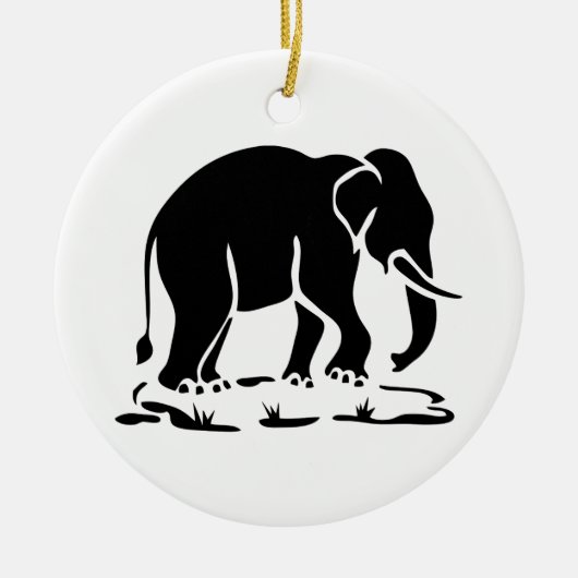 アジア象の前方タイ象トレッキングの標識 セラミックオーナメント (正面)