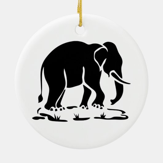 アジア象の前方タイ象トレッキングの標識 セラミックオーナメント (裏面)
