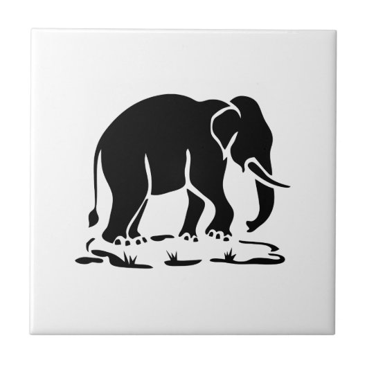 アジア象の前方タイ象トレッキングの標識 タイル (正面)