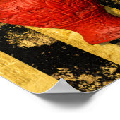 アジア赤中国の花瓶ブラック金ゴールドポスター ポスター (角)