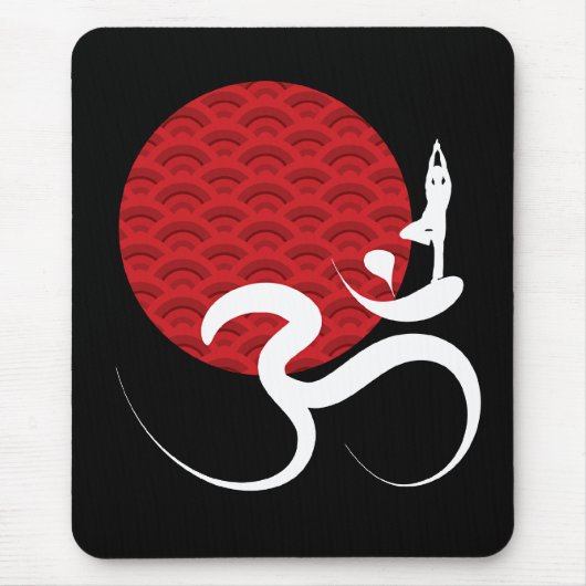 アジア赤日ヨガ&禅モダン書道Omオウム マウスパッド (正面)