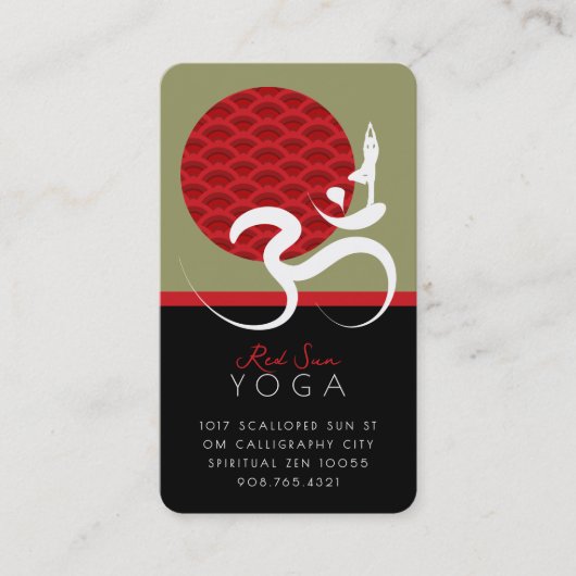 アジア赤日ヨガ&禅モダン書道Omオウム 名刺 (正面)