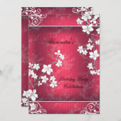 アジア赤白レース誕生日パーティー 招待状 (正面/裏面)