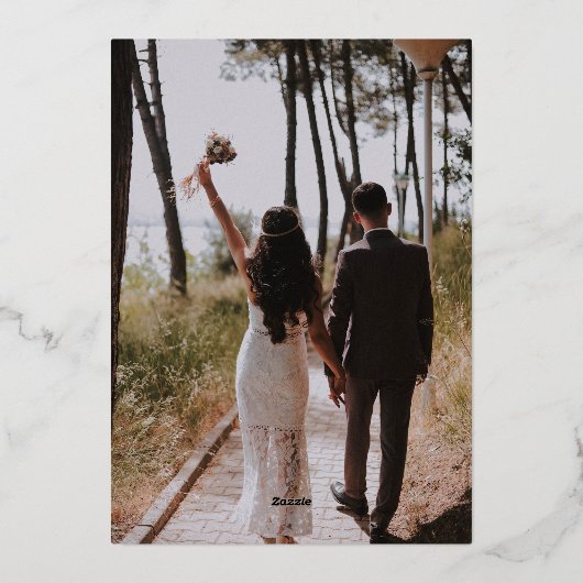 アジア赤金箔写真結婚のサンキューカード 箔招待状 (裏面)