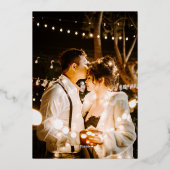 アジア赤金箔結婚式の日付写真を保存 箔招待状 (裏面)