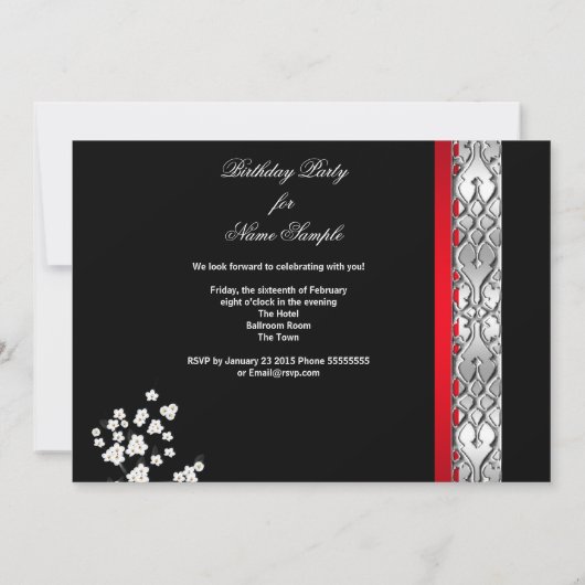 アジア赤黒フローラ白誕生会 招待状 (裏面)