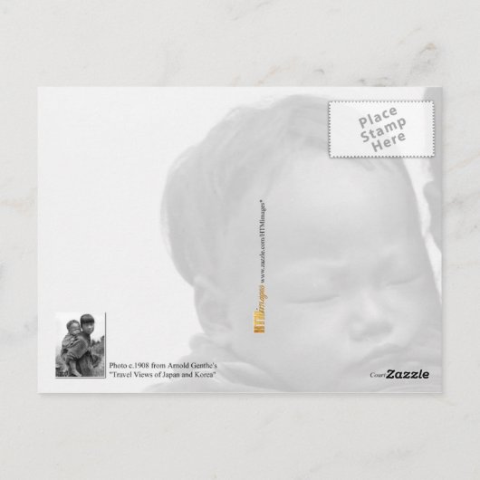 アジア運の少女の背中の子(1908年) ポストカード (裏面)