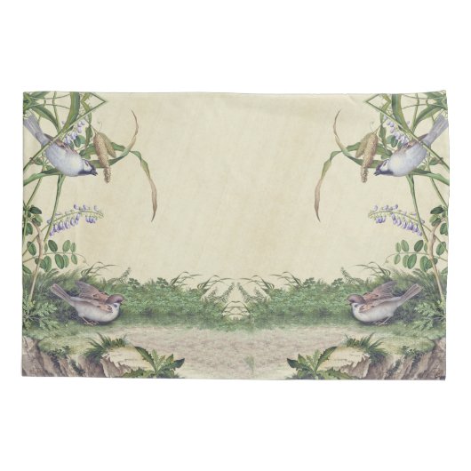 アジア野生の花によっては鳥草原の枕カバーが開花します 枕カバー (裏面)