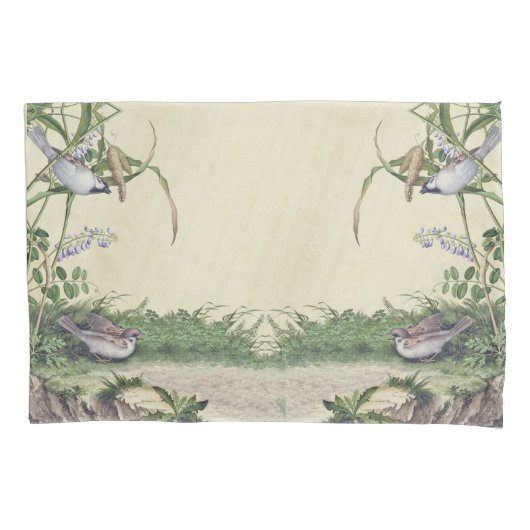 アジア野生の花によっては鳥草原の枕カバーが開花します 枕カバー (正面)