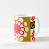 アジア金ゴールド赤モザイク、民族スタイル。 コーヒーマグカップ (正面右)