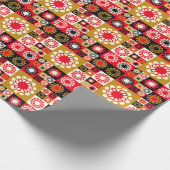 アジア金ゴールド赤モザイク、民族スタイル。 ラッピングペーパー (角)